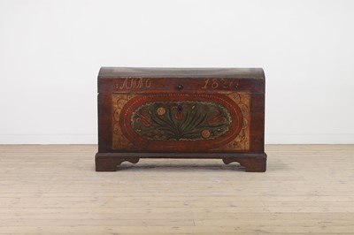 Lot 391 - A painted pine marriage chest