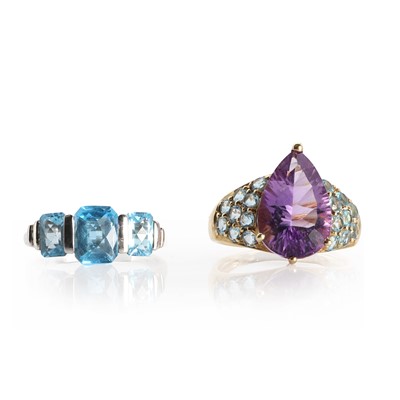 Lot 1248 - Two 9ct gold gem set rings