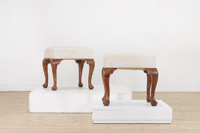 Lot 32 - A pair of Queen Anne-style yew wood stools