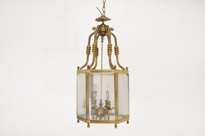 Lot 605 - A gilt-brass hall lantern