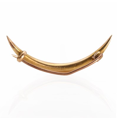 Lot 1015 - A Victorian gold seed pearl crescent brooch