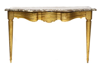 Lot 485 - A serpentine front marble top giltwood console