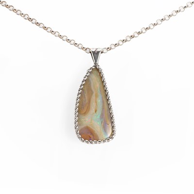Lot 1180 - A silver boulder opal pendant