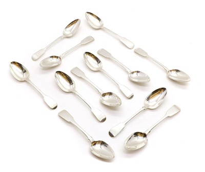 Lot 31 - A composed set of twelve silver Fiddle pattern table spoons