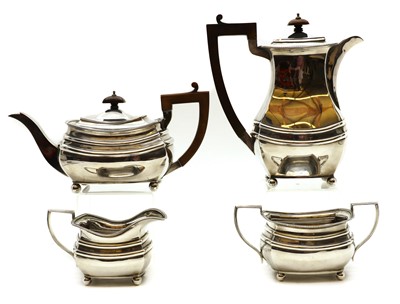Lot 1 - A silver four piece tea service