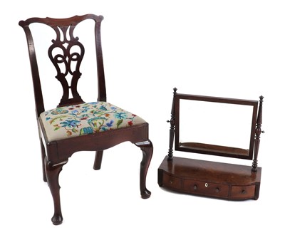 Lot 354 - An early George III mahogany dining chair and a Regency mahogany dressing table mirror