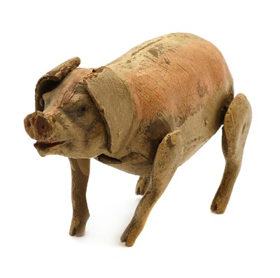Lot 166 - A painted papier mache 'Automaton' Pig