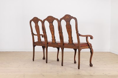 Lot 76 - A walnut and fruitwood marquetry chair-back settee