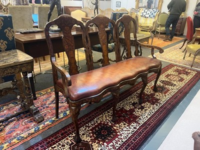 Lot 76 - A walnut and fruitwood marquetry chair-back settee