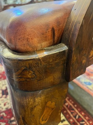 Lot 76 - A walnut and fruitwood marquetry chair-back settee