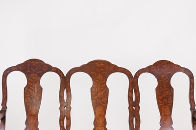Lot 76 - A walnut and fruitwood marquetry chair-back settee