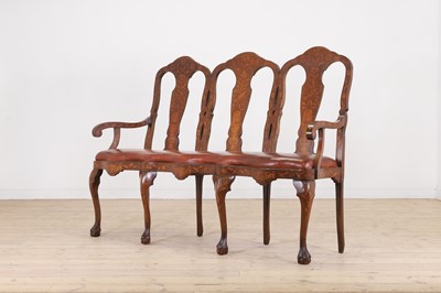 Lot 76 - A walnut and fruitwood marquetry chair-back settee