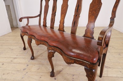 Lot 76 - A walnut and fruitwood marquetry chair-back settee