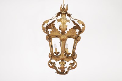Lot 451 - A bronzed hanging lantern