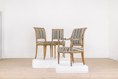 Lot 108 - A pair of Louis XVI painted oak side chairs