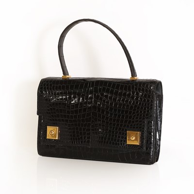 Lot 1578 - A Hermes black crocodile leather Piano bag.