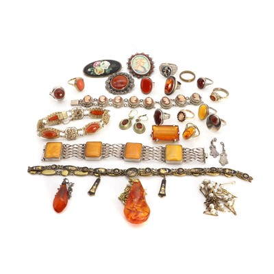 Lot 1339 - A collection of amber set and other jewellery
