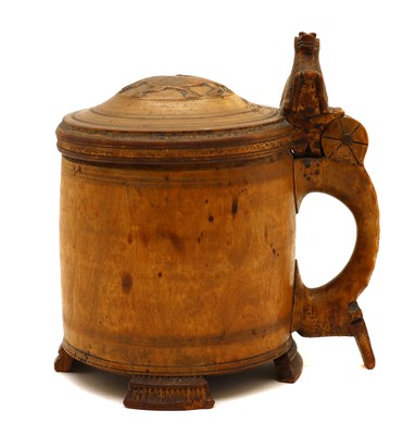Lot 205 - A Norwegian birchwood peg tankard