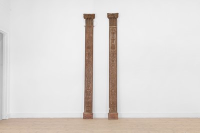 Lot 121 - A pair of carved wood and gesso pilasters