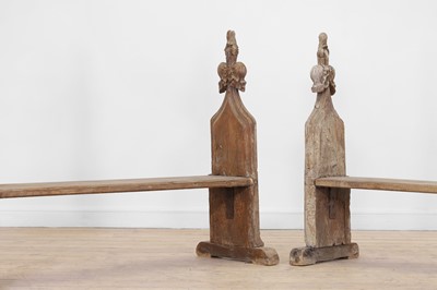Lot 459 - Two oak and pine pews