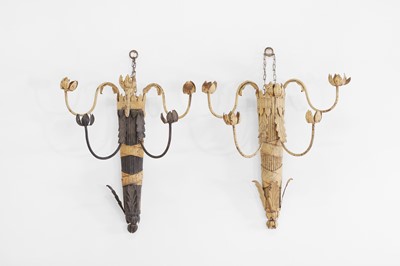 Lot 129 - A pair of painted-metal five-branch wall lights