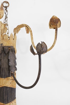 Lot 129 - A pair of painted-metal five-branch wall lights