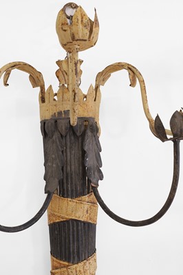 Lot 129 - A pair of painted-metal five-branch wall lights
