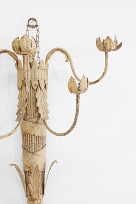Lot 129 - A pair of painted-metal five-branch wall lights