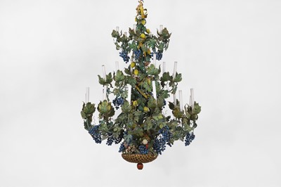 Lot 191 - A large painted metal chandelier