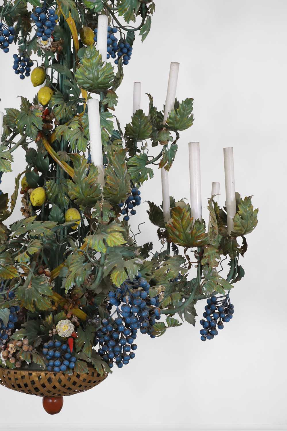 Lot 191 - A large painted metal chandelier