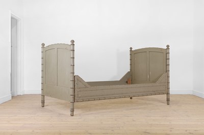 Lot 431 - A painted pine and beech faux bamboo single bed