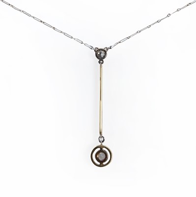 Lot 1026 - A gold Edna May style diamond drop necklace