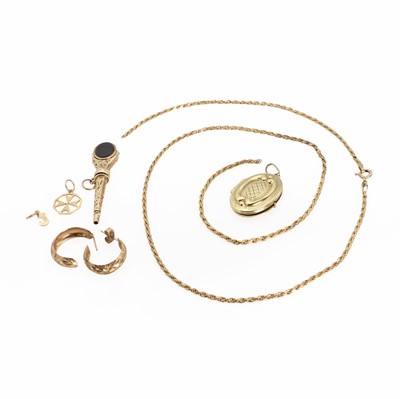 Lot 1299 - A small collection of 9ct gold items