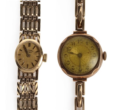 Lot 1452 - Two 9ct gold ladies' mechanical bracelet watches