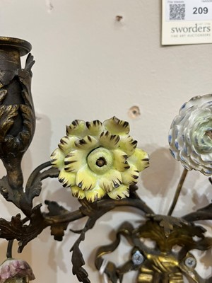 Lot 209 - A pair of Louis XV-style ormolu and porcelain wall lights