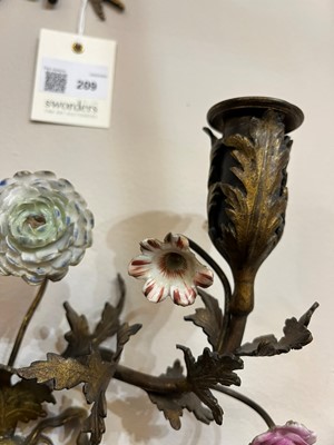 Lot 209 - A pair of Louis XV-style ormolu and porcelain wall lights