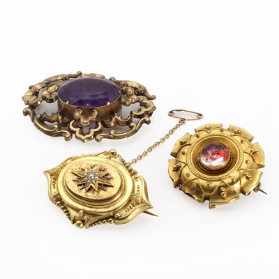 Lot 1320 - Two Victorian gold memorial brooches