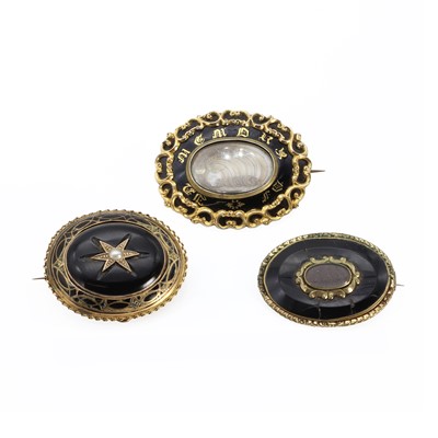 Lot 1321 - Three Victorian memorial brooches