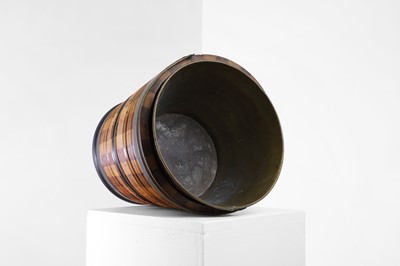 Lot 193 - A fruitwood and ebonised peat bucket