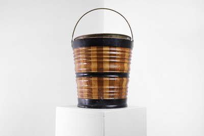Lot 193 - A fruitwood and ebonised peat bucket