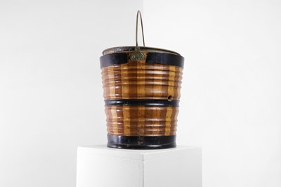 Lot 193 - A fruitwood and ebonised peat bucket