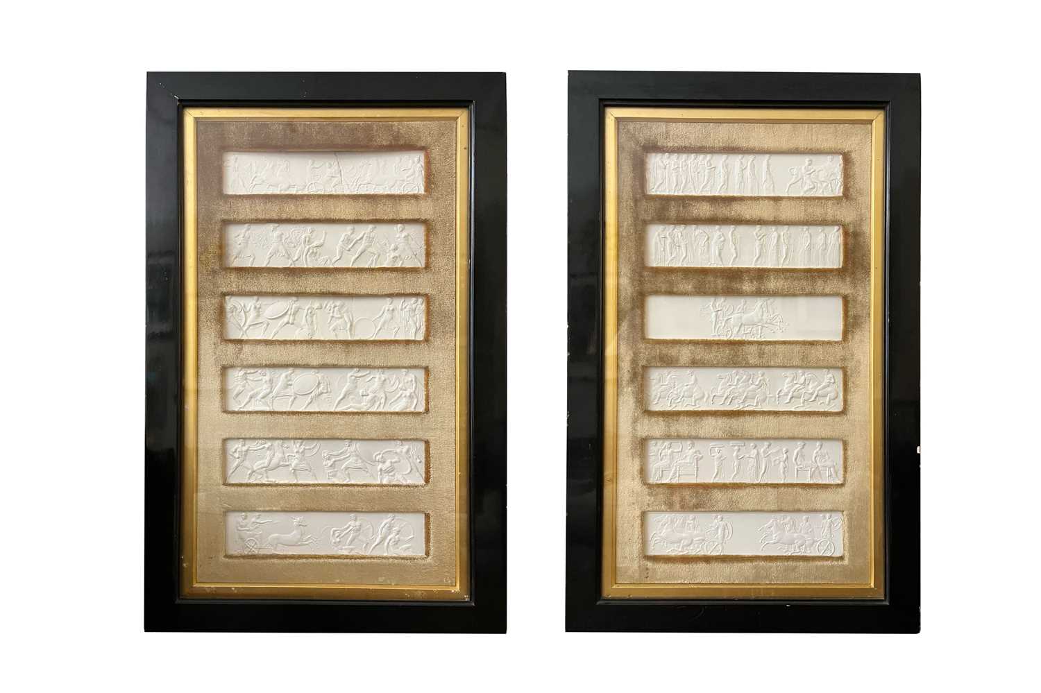 Lot 165 - A pair of plaster relief panel displays of the Parthenon frieze