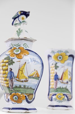 Lot 118 - A delftware tin-glazed earthenware garniture
