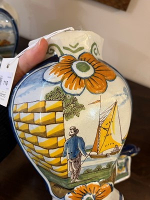 Lot 118 - A delftware tin-glazed earthenware garniture