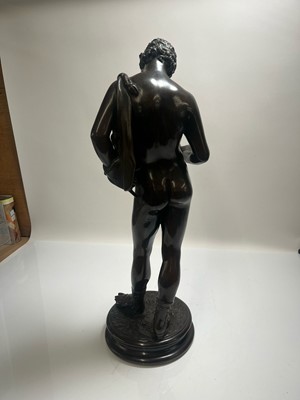 Lot 167 - A grand tour patinated bronze of Narcissus