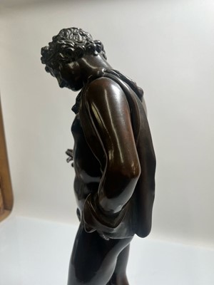 Lot 167 - A grand tour patinated bronze of Narcissus