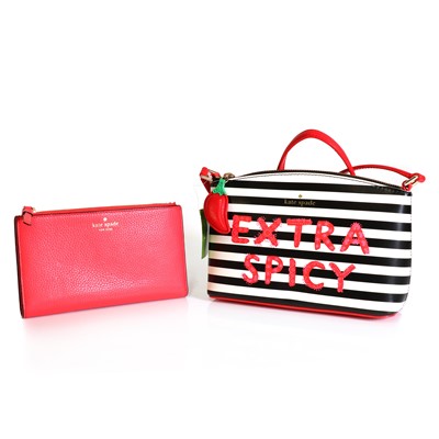 Lot 1584 - A Kate Spade 'Extra Spicy' black and white stripe shoulder bag