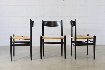 Lot 221 - A set of six Danish 'CH36' ebonised oak dining chairs
