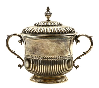 Lot 40 - A twin handled silver bowl and cover