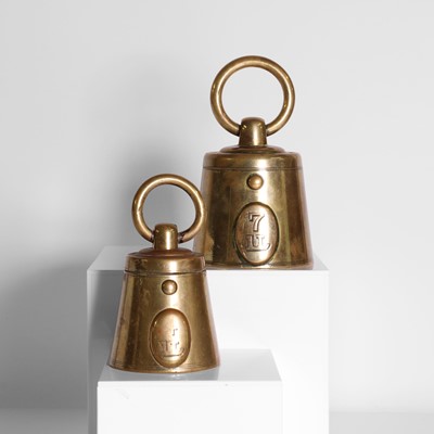 Lot 47 - Two brass inkwells